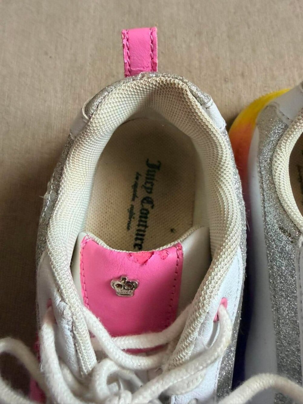 Juicy Couture Deluxe Rainbow Platform Sneakers | White Glitter Y2K - Picture 5 of 8
